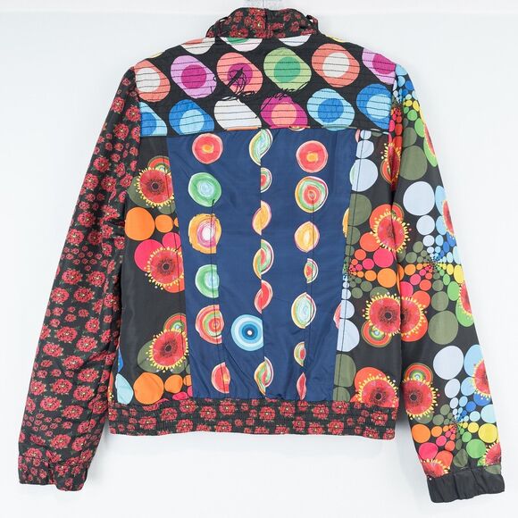 Desigual Embroidered Bomber Jacket Windbreaker Womens 40 Avant Garde Floral - Picture 2 of 16